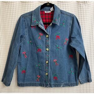 Vintage The Tog Shop Jean Cotton Embroidered Jacket Christmas Petite Medium